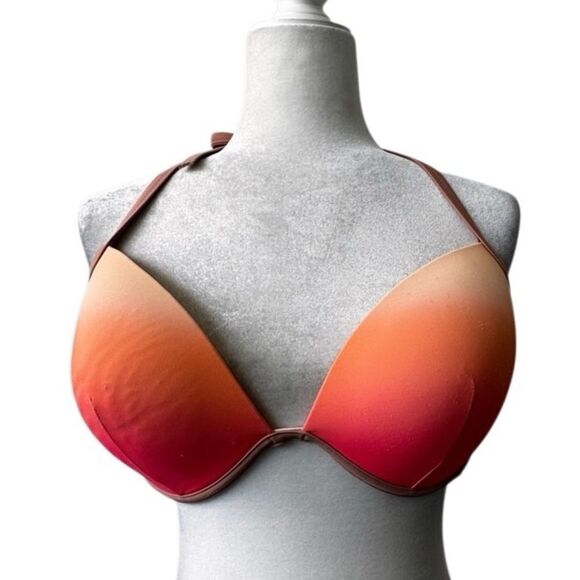 Shade & Shore Light Lift Halter Bikini Top Pink Orange SZ 38D - Picture 10 of 10